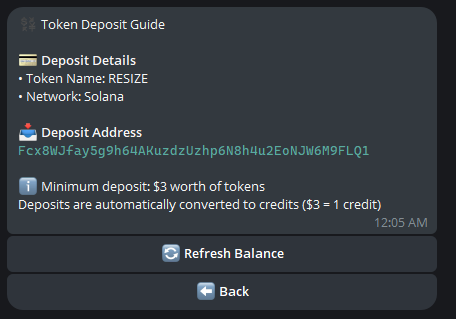 Deposit Menu Interface